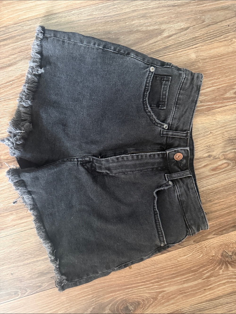 Divided Black Frayed Hem Denim Shorts